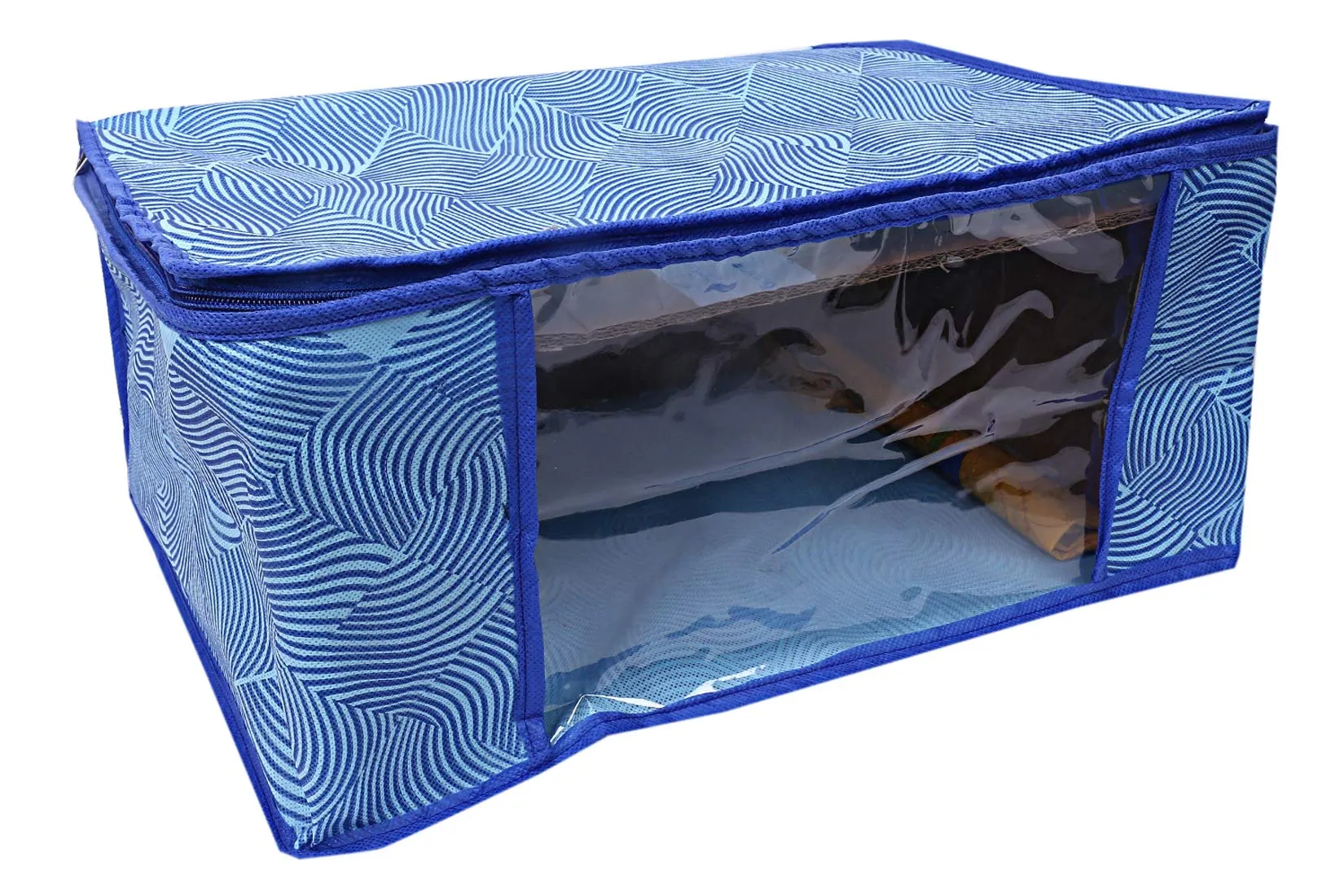 Kuber Industries Leheriya Design 5 Piece Non Woven Saree Cover, Large, Royal Blue - CTKTC015208